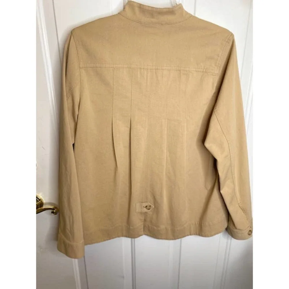 J. Jill Light Weight Jacket Sz Small Tan Rayon Cotton Spandex - Picture 2 of 6